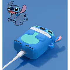Vỏ Bọc AirPods Silicon Cute Stitch Xanh - Phụ Kiện Chính Hãng Cho Tai Nghe AirPods 1 2 PRO, Chất Liệu Mềm Dẻo