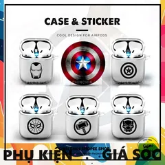 Vỏ Case Trong Suốt và Miếng Dán Nam Châm Chống Bụi Cho Airpods 1 2 - Phụ Kiện Đen Siêu Đẹp Bảo Vệ Tai Nghe