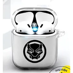 Vỏ Case Trong Suốt và Miếng Dán Nam Châm Chống Bụi Cho Airpods 1 2 - Phụ Kiện Đen Siêu Đẹp Bảo Vệ Tai Nghe