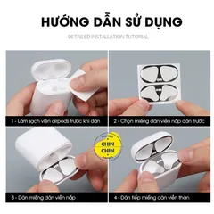 Vỏ Case Trong Suốt và Miếng Dán Nam Châm Chống Bụi Cho Airpods 1 2 - Phụ Kiện Đen Siêu Đẹp Bảo Vệ Tai Nghe