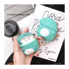 Vỏ Bọc Airpods Khủng Long Mắt Hí Lưng Nâu - Case Silicone Dẻo Cho Hộp Sạc Tai Nghe AirPods 1 2 - Phụ Kiện Siêu Cute
