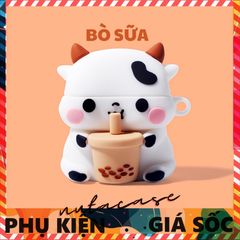Vỏ Bọc Tai Nghe AirPods 1 2 PRO Bò Sữa Cầm Trà Sữa - Bao Silicon Chất Lượng, Phụ Kiện Đáng Yêu cho Hộp Sạc AirPods