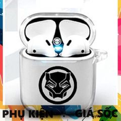 Bộ Phụ Kiện AirPods 1 2 - Vỏ Case Trong Suốt Chống Bụi và Miếng Dán Nam Châm (Báo Đen) Bảo Vệ và Giữ Gìn Tai Nghe
