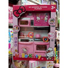 Chọn ngẫu nhiên mã 8921 đồ chơi nhập vai bộ tủ bếp 2 ngăn có đèn và âm thanh Hello Kitty, đồ chơi nấu ăn