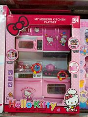 Chọn ngẫu nhiên mã 8921 đồ chơi nhập vai bộ tủ bếp 2 ngăn có đèn và âm thanh Hello Kitty, đồ chơi nấu ăn