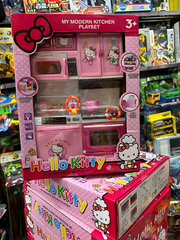 Chọn ngẫu nhiên mã 8921 đồ chơi nhập vai bộ tủ bếp 2 ngăn có đèn và âm thanh Hello Kitty, đồ chơi nấu ăn