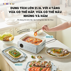Nồi Hấp Điện Đa Năng Bear DZG-P20W7 21.5L - Thiết Kế 4 Tầng, Chức Năng Đa Dạng, An Toàn Sức Khỏe