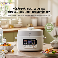 Nồi áp suất điện đa năng Bear 4L SB-AS40W - 11 Chức Năng, An Toàn, Dễ Dàng Sử Dụng, Nấu Chín Nhanh Chóng, Thích Hợp Mọi Gia Đình