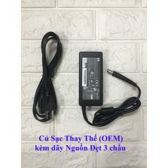 Sạc Laptop HP Chân Kim To 18.5V 3.5A - Adapter Tròn Chất Lượng Cao Kèm Dây Nguồn - Bảo Hành 12 Tháng