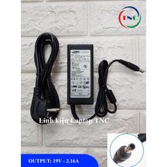 Sạc Laptop Samsung 19V - 3.16A Chính Hãng, Adapter Đen Cho Máy Tính, Bảo Hành 12 Tháng, Dây Nguồn Đi Kèm