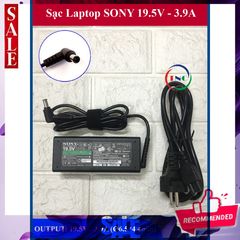 Sạc Laptop Sony 19.5V - 3.9A - 65W Nhập Khẩu, Adapter Chất Lượng Cao Kèm Dây Nguồn - Bảo Hành 12 Tháng