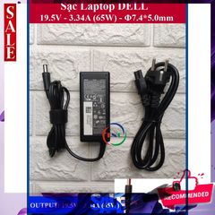 Sạc Laptop Dell 19.5V 3.34A - 65W Chân Kim To | Adapter Chất Lượng Cho N4110 N4010 2421 2420 3450 4050 3521 - Bảo Hành 12 Tháng