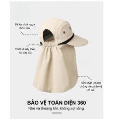 Mũ Chống Nắng Rộng Vành 360° Thoáng Khí - Bảo Vệ Da Toàn Diện Khỏi Tia UV - Phụ Kiện Du Lịch Thời Trang Nam Nữ