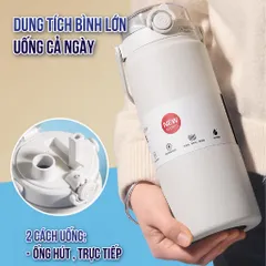 Bình Giữ Nhiệt Inox 316 Chính Hãng 1000ML - Chống Rò Rỉ, Có Ống Hút Tiện Lợi, Phong Cách Sang Trọng, Dùng Cho Học Sinh, Văn Phòng