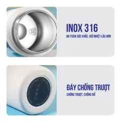 Bình Giữ Nhiệt Inox 316 Chính Hãng 1000ML - Chống Rò Rỉ, Có Ống Hút Tiện Lợi, Phong Cách Sang Trọng, Dùng Cho Học Sinh, Văn Phòng