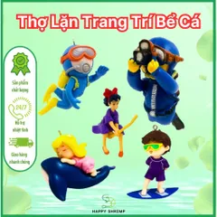 Mô Hình Trang Trí Hồ Cá Thợ Lặn Tiên Cá và Boy Lướt Ván SonGoKu - Đồ Trang Trí Dễ Thương cho Bể Cá