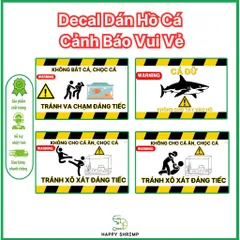 Decal Dán Hồ Cá Cảnh Báo Vui Vẻ 2x3 Inch - Miếng Dán Chống Nước Trang Trí Bể Cá Kiểu Dễ Thương, Chống Bay Màu, Dễ Sử Dụng