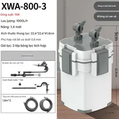 Lọc Thùng SUNSUN XIAOLI XWA 800/1000 - Giải Pháp Lọc Nước Hiệu Quả Cho Hồ Cá Thủy Sinh, Tiết Kiệm Năng Lượng, Thiết Kế Tiện Lợi
