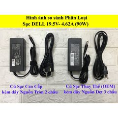 Sạc Laptop Dell 19.5V 4.62A 90W Chân Tròn To 7.4x5.0mm - Chính Hãng Kèm Dây Nguồn, Tương Thích với Latitude, Inspiron, Vostro