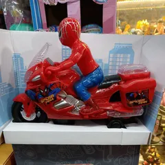 Mô hình đồ chơi Người Nhện đi xe máy có nhạc và đèn phát sáng - SPIDERMAN MOTORCYCLE 28198 - Quà tặng ý nghĩa cho bé yêu