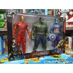 Hộp đồ chơi mô hình nhân vật siêu anh hùng Avengers có đèn phát sáng - Bộ 3 nhân vật cao 23cm, an toàn cho trẻ em, quà tặng ý nghĩa