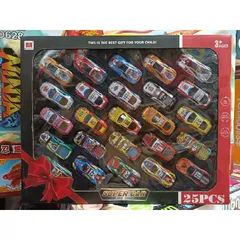 Hộp đồ chơi Xe ô tô SUPER CAR 25 chiếc chạy bánh đà 722-7 - Đồ chơi phát triển trí tuệ cho trẻ em, quà tặng ý nghĩa