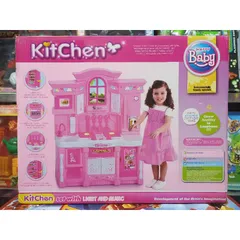 Hộp đồ chơi Tủ Bếp nấu ăn HAPPY KITCHEN kèm búp bê, có nhạc và đèn phát sáng 6819 (tặng kèm pin)