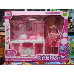 Hộp đồ chơi Tủ Bếp nấu ăn HAPPY KITCHEN kèm búp bê, có nhạc và đèn phát sáng 6819 (tặng kèm pin)