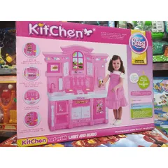Hộp đồ chơi Tủ Bếp nấu ăn HAPPY KITCHEN kèm búp bê, có nhạc và đèn phát sáng 6819 (tặng kèm pin)
