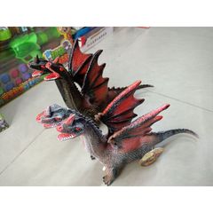Mô hình khủng long 2 đầu có cánh, có phát nhạc, chất liệu cao su mềm (giao màu ngẫu nhiên)