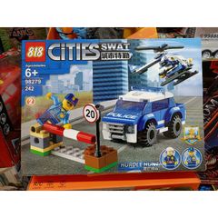 Hộp lê gô lắp ghép mô hình máy bay trực thăng và Xe ô tô CITIES SWAT 98279-2