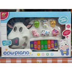 Hộp Đàn Piano Chú Bò Đáng Yêu Có Nhạc Và Đèn Phát Sáng - Đồ Chơi Âm Nhạc Cho Trẻ Em, Tặng Kèm Pin, Món Quà Ý Nghĩa Cho Bé