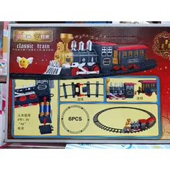 Hộp đồ chơi Đoàn tàu hỏa có 2 toa chạy trên đường ray, có nhạc và đèn phát sáng 989-24 (có pin đi kèm)