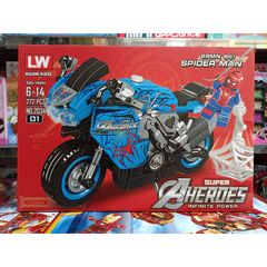 Hộp lê gô lắp ghép mô hình xe máy Người Nhện SPIDER MAN 2034-1