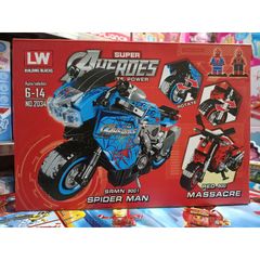 Hộp lê gô lắp ghép mô hình xe máy Người Nhện SPIDER MAN 2034-1