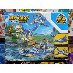 Hộp Đồ Chơi Lắp Ghép 3in1 Mô Hình Khủng Long, Tàu Thuyền, Máy Bay - 368 Mảnh Ghép Phát Triển Tư Duy Cho Trẻ Em