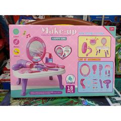 Hộp đồ chơi Bàn trang điểm Make-up HAPPY GIRL kèm nhiều phụ kiện, có nhạc và đèn phát sáng 688-32A (tặng kèm pin)