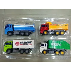 Mã 1299 - Hộp đồ chơi có 4 Xe ô tô công trình chạy bằng bánh đà