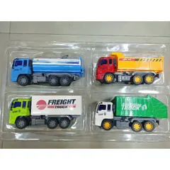 Mã 1299 - Hộp đồ chơi có 4 Xe ô tô công trình chạy bằng bánh đà