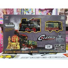 2055-4 Hộp đồ chơi Đoàn tàu hỏa có 2 toa chạy trên đường ray, có nhạc và đèn phát sáng
