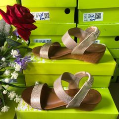 Sandal Nữ Đế Xuồng Dáng Cao 5.5Cm Quai Ngang Da Ánh Kim Sang Trọng - Giày Công Sở Thời Trang Phù Hợp Đi Học Đi Làm