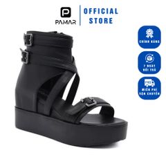 Giày Sandal Nữ Đế Xuồng Cao 8Cm Thời Trang 2024 - Da Mềm Khóa Kéo, Đi Học, Đi Chơi, Tôn Dáng, Kiểu Dáng Hiện Đại
