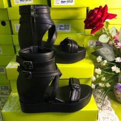 Giày Sandal Nữ Đế Xuồng Cao 8Cm Thời Trang 2024 - Da Mềm Khóa Kéo, Đi Học, Đi Chơi, Tôn Dáng, Kiểu Dáng Hiện Đại