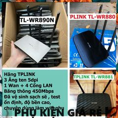 Bộ phát Wifi TPLink TL-WR880/TL-WR881/TL-890N 3 Râu Xuyên Tường - Tốc độ 450Mbps - Phụ kiện giá rẻ đã qua sử dụng