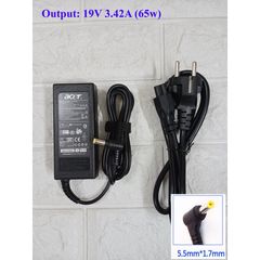 Sạc Laptop Acer 19V 2.37A 45W & 19V 3.42A 65W Chân To Φ5.5*1.7mm - Chính Hãng, Bảo Hành 12 Tháng