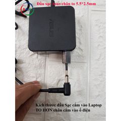 Sạc Laptop ASUS 19V 3.42A 65W Vuông ZIN Chân Thường Đường Kính 5.5mm - Phù Hợp Nhiều Mẫu X451, X550, K45A, F451