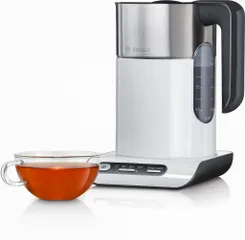 Bình đun nước siêu tốc Bosch TWK8611P - 2400W, 1.5L, Kiểm soát nhiệt độ, Giữ ấm, An toàn cho gia đình, Pha sữa và đồ uống nóng