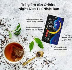 Trà giảm cân Orihiro Night Diet Tea Nhật Bản - 40 túi lọc tự nhiên, hỗ trợ thanh lọc cơ thể và cải thiện giấc ngủ