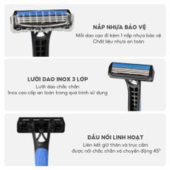 Bộ 5 Dao Cạo Râu Lebenlang LBL1987 - Lưỡi Inox Sắc Bén Tiện Lợi Cho Nam Nữ - Hàng Chính Hãng Chất Lượng Cao