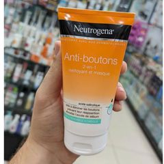 Sữa Rửa Mặt Neutrogena Anti Boutons - Chống Mụn & Mụn Đầu Đen, Gel Tẩy Tế Bào Chết, Dưỡng Sáng Da, Pháp